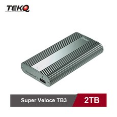 TEKQ SuperVeloce Thunderbolt 3 SSD 固態硬碟外接盒 高速傳輸 輕巧便攜 堅固耐用 相容多系統, 1個, 2TB