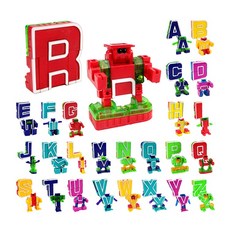 888玩具 ABC字母變形積木機器人(每款2變/26款字母)(授權), 1個, Multi-color