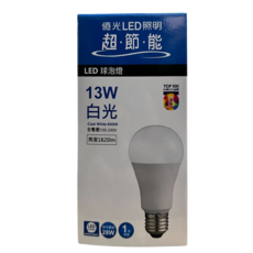 LED 13W電球/865 1820LM超高效-億光, 白光, 1個