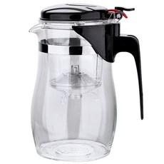 耐熱玻璃 飄逸杯 花茶壺 過濾泡茶杯 玻璃茶水壺 泡茶壺 沖茶器 泡茶器 茶水分離, 1個, 一鍵過濾玻璃杯, 750ml