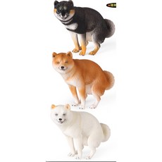 SPG 隨草憶境 (6款高品質畫工)仿真 日本 柴犬 黃柴 黑柴 白柴 撒尿 拉便便 出恭 實心 小狗 動物模型 公仔, 1個, 一組3款入(3色,拉便便款)