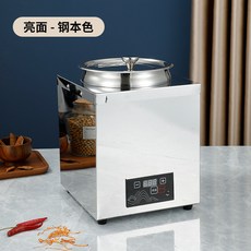 商用304不銹鋼電子電熱暖湯煲 智能數控顯可調溫保溫桶, 1個, 方形智能數控顯可調溫亮光本色湯煲11L2, 亮光本色, 2, 11L