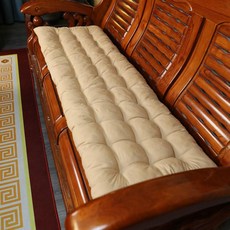 秋冬加厚8釐米防滑四季通用沙發椅長椅坐墊老式三人單人紅木坐墊, 純色駝色,單人座53X53釐米