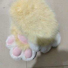 可開發票 K係狐狸獸爪彩色手套加厚毛絨舒適Cosplay配件一雙超可愛 kig係獸爪 貼身爪 furry手套 cos貓爪, 1個, 沒指甲款黃色