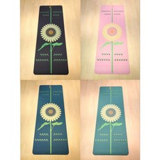 向日葵體位線止滑瑜珈墊/厚款瑜伽墊5mm/薄款1.5mm,安全止滑,體位線輔助對齊, 1個, 墨綠