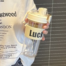 DFMEI 雙飲塑料杯兒童成人夏天大容量小盾杯直飲吸管ins輕奢喝水杯果汁, 1個, 1L, 至尊白塑料杯:600ml