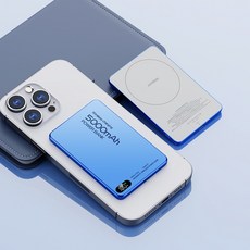 超薄磁吸行動電源 5000mAh 雙彈窗 可充手錶/耳機, 寶石藍【Q7/Q8-優先消耗+雙彈窗】,10000毫安【3C認證標識-可上飛機】