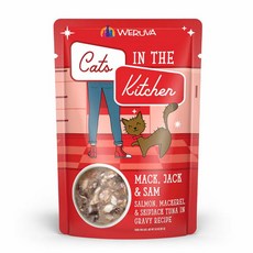 WERUVA Cats IN THE Kitchen 凱特美廚 凱特鮮廚天然無穀貓餐包 85g 多口味選擇, 12個, 貓咪三劍客