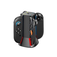 NS2 Switch Joy-Con 手把充電座 同時充電4支 LED指示燈 RGB燈光 自動斷電, 1個, 站立款