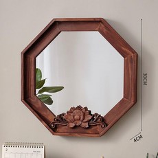 八角鏡子 實木化妝鏡 梳妝鏡