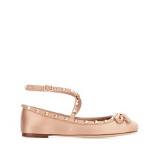 발렌티노 가라바니 락스터드 새틴 발레리나 플랫