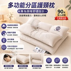 酒店同款 二合一雙層護頸枕 純棉防蟎 人體工學 可拆卸升級加厚, 1個, 100%全棉护颈時尚灰-1200g