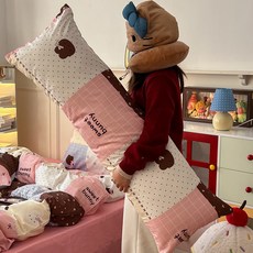 DFMEI 全棉抱枕純棉抱枕長條抱枕牀頭靠枕孕婦抱枕夾腿抱枕腰靠四季抱枕, xk全棉-可露麗兔兔