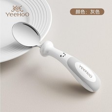 YeeHOO 兒童餐具 3D不鏽鋼勺 訓練學習湯叉, 1個, 3D不鏽鋼勺 圓潤光滑 加深勺頭