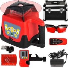 旋轉激光水平儀 紅綠激光 自動掃平 適用於110V/220V, 【紅殼】-【紅激光】, 紅殼, 紅激光