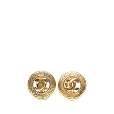샤넬 중고 1950-1970 CC 골드 도금 라운드 클립온 코스튬 이어링