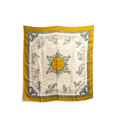 에르메스 중고 1962 쿠르베트에 카브리올레 실크 스카프