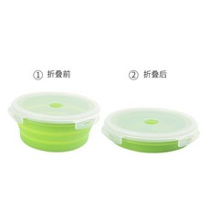 摺疊碗 硅膠便攜野餐碗 旅行飯盒 學生餐具套裝, 1個, 圓形粉色, 小號350ML