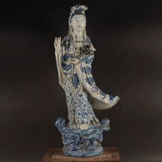 雕塑瓷廠 青花觀音菩薩, 如圖所示