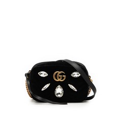구찌 중고 2016-2026 Mini GG Marmont Crystal Embellished Matelasse Velvet crossbody bag