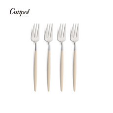 Cutipol GOA 奶茶柄霧面不銹鋼 17cm 點心水果叉4件組 葡萄牙手工餐具, 1個