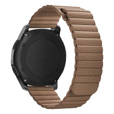 LuA lovel Galaxy Watch 相容運動皮革磁吸錶帶, 棕色