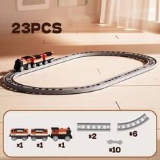 兒童電動軌道車玩具拼裝小火車過山車高鐵列車動車益智玩具, 1個, 23PCS電動拼裝軌道火車:如圖所示