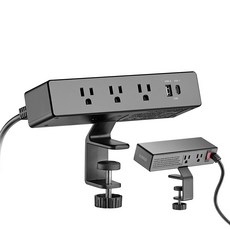 完美主義 Zmoji雙向多功能延長線(桌夾款) 1.8M USB-C/USB-A充電孔 自動斷電, 黑色, 1個, 黑色