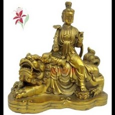 佛像擺件 獅座神像, 開光純銅文殊菩薩佛像神像銅像風水擺件生肖兔本命佛四大菩薩