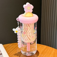 可愛大容量吸管水杯 800L, 粉色, 1套