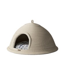 POPOCOLA 寵物窩 封閉式貓窩 狗窩 附軟墊 50cm, 卡其色, 1個