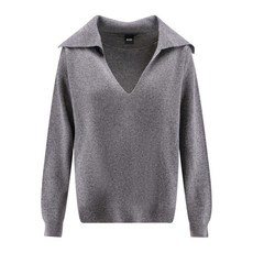 보스 맥시 칼라 레이스 패널 스웨터