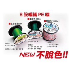 泉宏HARIMITSU 獵魚 8股編織PE線 500m 草綠色 0.6-3.0號 釣魚配件, 1個, #1.5