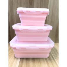 伸縮折疊矽膠保鮮盒 便當盒 3件組, 1個, 一個