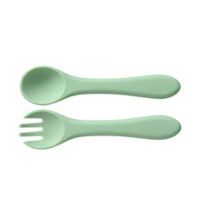 DFMEI 硅膠餐盤圍兜嬰兒童碗餐具叉勺防摔零食杯子套裝兒童輔食硅膠餐盤, 1個, 叉勺綠色:如圖