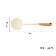 木柄矽膠炒菜鏟 蘑菇鏟勺 適用不粘鍋, PHZ279木柄矽膠蘑菇鏟, 1個