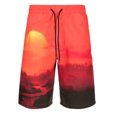 마하리시 로고 프린트 드로스트링 쇼츠