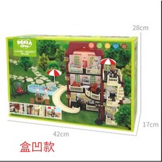 考拉小鎮豪華別墅款家家酒玩具屋 燈光場景模擬 兔子無尾熊角色扮演 兒童益智玩具, 1個, 盒凹+紙盒