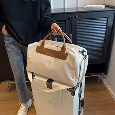 健身運動旅行包 幹濕分離 大容量 手提行李袋, 1個, 米白色可套拉桿25陞