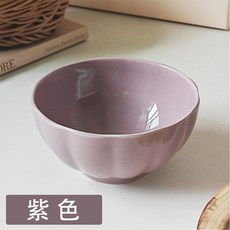 奶油系陶瓷碗 加厚防燙米飯碗 湯碗 微波爐洗碗機可用, 1個, 紫色