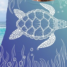 可摺疊戶外露營沙灘墊 數碼印花便攜防沙防潮野餐墊, 水草海龜