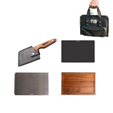 Awada 刀具砧板組, 1個, 菜刀+止滑墊+銅板+木板