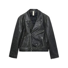 선플라워 페이디드 가죽 바이커 재킷
