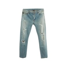 생 로랑 중고 로우웨이스트 디스트레스드 진