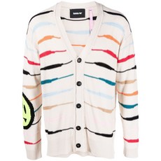 바로우 V넥 스트라이프 프린트 가디건