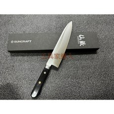 工具家達人 仙蔵 SUNCRAF 粉末鋼 SG2 三德刀 主廚刀 牛刀 料理刀 菜刀 水果刀 削皮刀 萬用刀 川嶋, 1個, MP-04 210主廚刀 送刀絨毛刀夾, Black