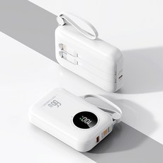 小熊嚴選 20000mAh 電量顯示行動電源 66W超級快充 自帶線多功能 PD20W雙向充電 可攜帶登機, 白色,20000mAh-22.5w快充