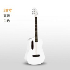 38寸 民謠吉他 亮光白色 初學者練習琴, 白色, 1個, 如圖所示