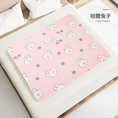 DFMEI 純棉嬰兒隔尿墊竹纖維多規格防水可洗超大牀墊透氣寶寶兒童隔尿墊, 1個, 哈爾兔子-隔尿墊