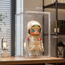 透明防塵收納盒 大號展示架 高顏值潮玩展示盒, 1個, 無隔板,50*37*29.5厘米